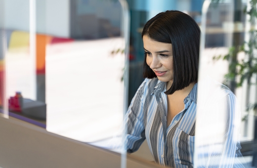 Business people works in the office with social distance because of pandemic