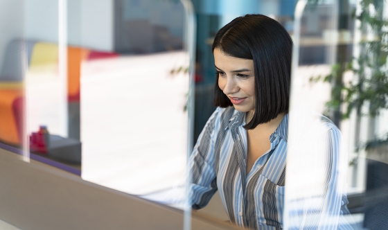 Business people works in the office with social distance because of pandemic